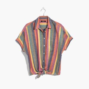 Madewell Multicolored Striped Shirt with Tie-front